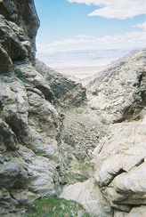 The end of upper Monarch Canyon overlooks Death Valley below