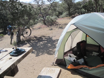 After spending five nights at Mid Hills campground, the contents of my tent have become quite disorganized