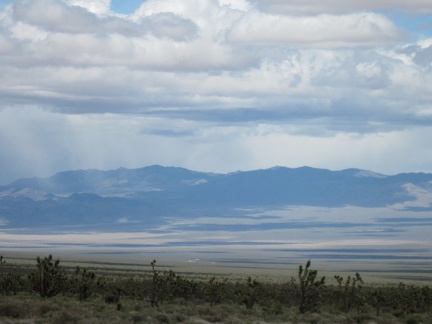 Looking across Ivanpah Valley from upper Morning Star Mine Road, I wonder if maybe I will experience rain after all