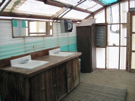 The washrooms in the fibreglass-clad quonset hut at Nipton are aging, but doing reasonably well