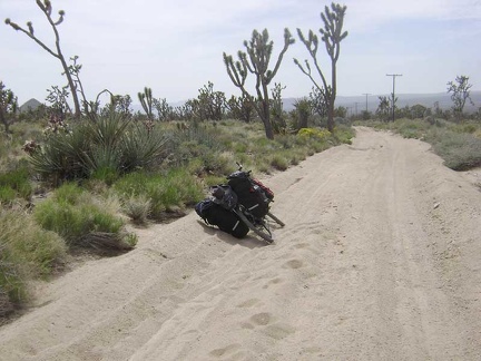 The last mile or so before Death Valley Mine in the sand trap is tough again, so I drag the bike through parts of it