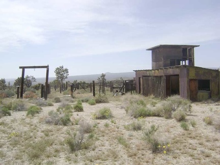 Behind the main house at Death Valley Mine are an old corral and a big shed