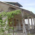 A big raven's nest sits in the eaves of the main house at Death Valley Mine