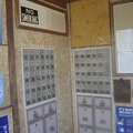 Postal boxes inside the old post office at Cima, California, Mojave National Preserve