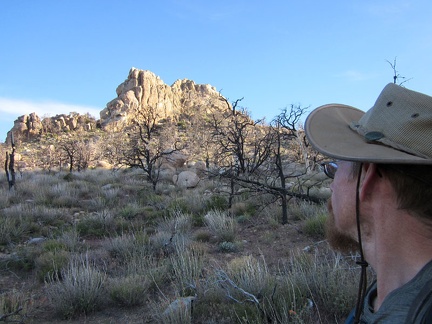 After another GPS check, I see I need to climb over this little hill ahead, to the left of the pinnacles