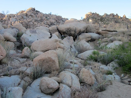 I start hiking over and around this pile of rocks, aiming at Bathtub Spring