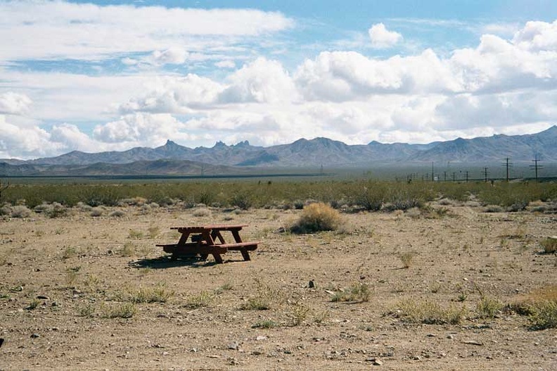 Picnic table behind the Nipton campground