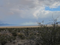 I keep looking back at the murky clouds over upper Ivanpah Valley toward Cima and the New York Mountains