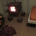 I get a good fire going in the stove in my Nipton tent cabin, but it takes me a while; I'm in bed before midnight