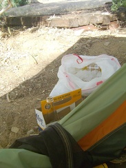 Back in the shade of the tent, I settle in for beer from the Nipton store and a makeshift cooler of ice plus plastic bag