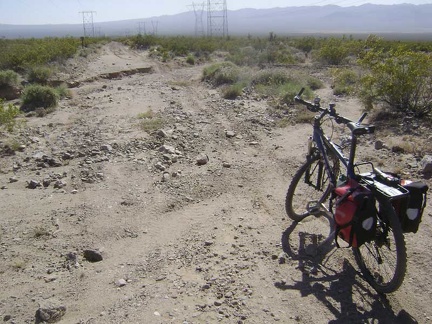 More rough road along the power lines above Nipton