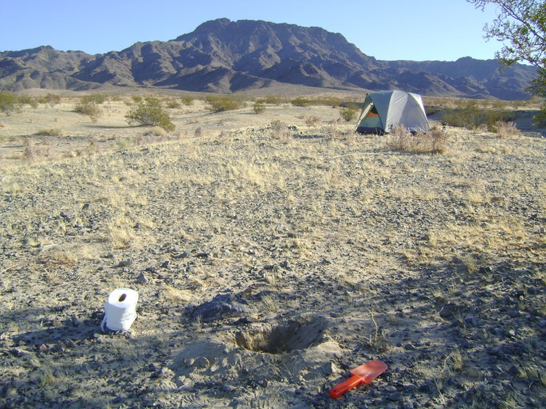 After two cups of hot coffee and some breakfast, it's time to dig the first cat hole of the trip