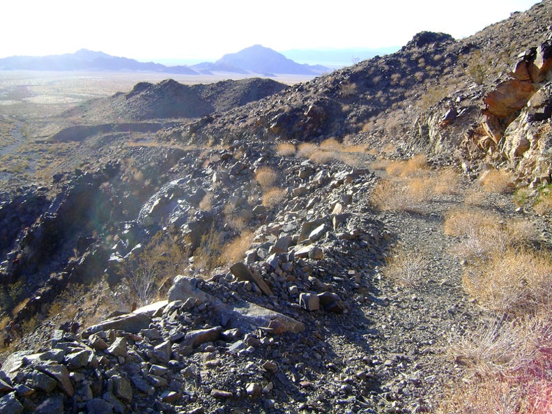 Rising up the lower switchbacks in Idora Mine Canyon away from Devil's Playground down below