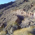 The old road is washed out at this last switchback