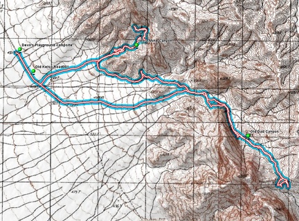 Old Dad Canyon and Idora Mine Canyon hiking route