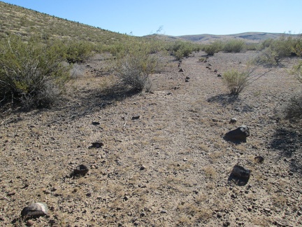 This part of the Piute Gorge Trail is marked by rocks, but there are few footprints here to keep the trail alive