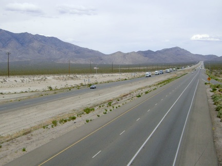 Replenished with lots of water in case there is none at Pachalka Spring, I ride over the bridge above Interstate 15