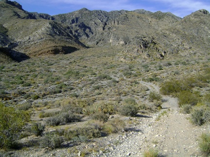 After a couple hours of hike-a-biking, it's a pleasure to remount the bike and ride down into the wash south of Pachalka Spring