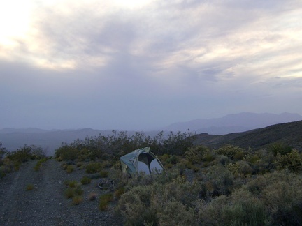 The view northwest from my Pachalka Spring campsite provides no colourful sunset this evening due to cloud cover