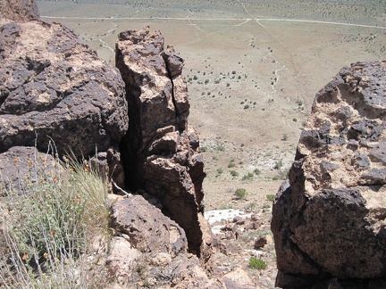 It's a steep drop down the front of Pinto Mountain to Round Valley