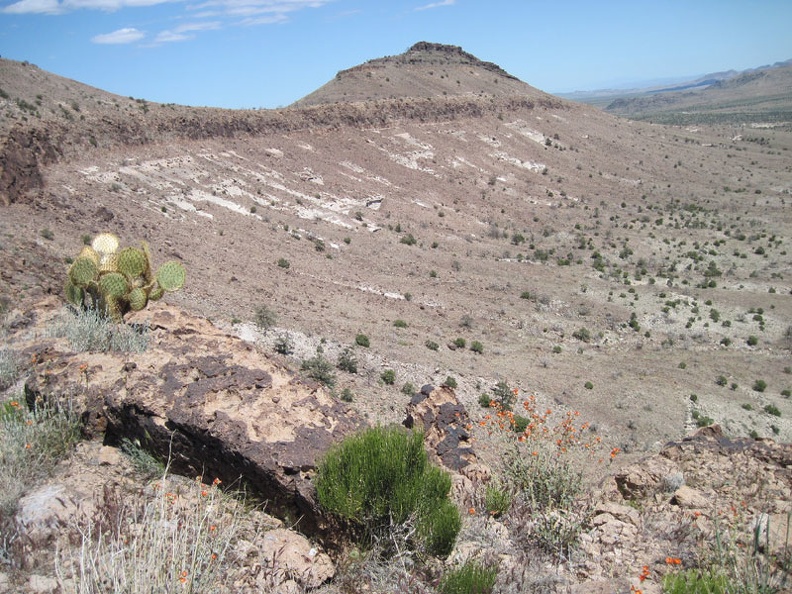 I look over to Purdy Peak, the highest point in the Pinto Mountain formation
