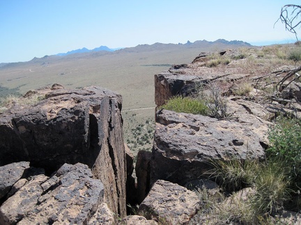 Another great view across Round Valley from Pinto Mountain through a slot in the rocks