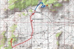 Pinto Mountain bike and hike route from Mid Hills campground (Day 4)