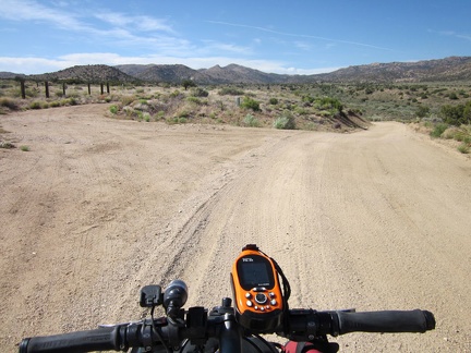 I reach a fork on New York Mountains Road and veer to the left on the lesser path toward Howe Spring