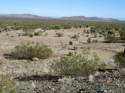 From the Rattlesnake Mine site, I have a clear view across the valley to my Piute Gorge campsite, that slot in the distant hills