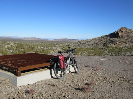 From the Rattlesnake Mine site, I still have views across the valley to my Piute Gorge campsite, that slot in the distant hills