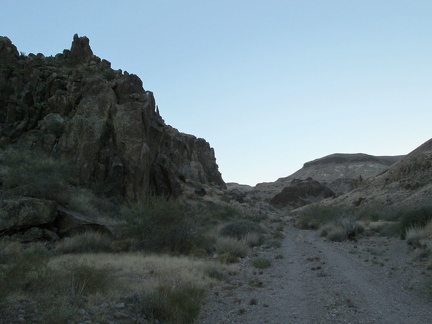 Rocky hills along the road into the Hackberry Mountains