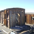 The boxcar cabins at Rex Mine have a board-and-batten exterior