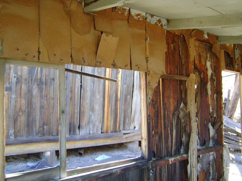 Interesting wall coverings in this boxcar room at Rex Mine