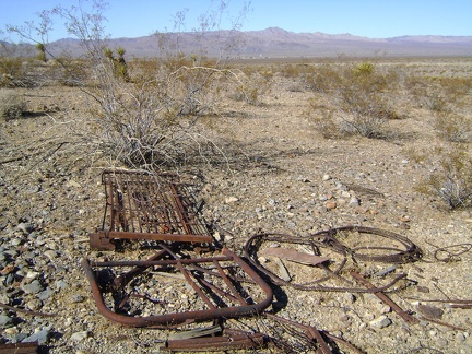 Abandoned bedspring at Rex Mine, Mojave National Preserve