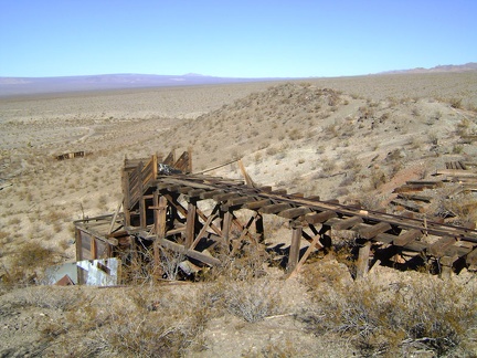 At the end of the trackway at Rex Mine, a chute drops down to the ore bin below