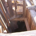 I take a peek down the shaft at the Rex Mine headframe