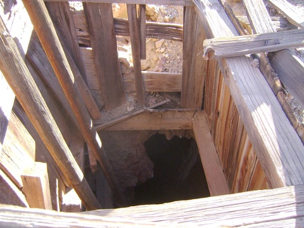 I take a peek down the shaft at the Rex Mine headframe