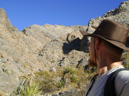 West Edgar Canyon #3 makes a tight left turn just ahead, and continues to rise into the Providence Mountains