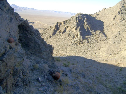 Entrance to the small cave is via a narrow ledge