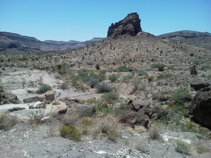 As the Rings Trail approaches a slot in Banshee Canyon, it's nice to look back