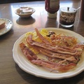Bummer, no Chinese breakfast on the menu (who would order such "weird stuff"?), so I order scrambled eggs and bacon