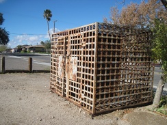 Outside the Mojave River Museum in Barstow is an old exterior cage-style jail cell