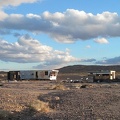 It looks like these two abandoned and semi-demolished trailers near Route 66 east of Newberry Springs have been visited often