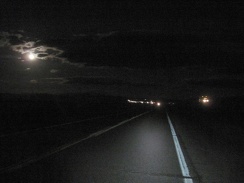 I pedal the final 10 miles to Ludlow in darkness, quite enjoyable with the almost-full moon peering through the clouds