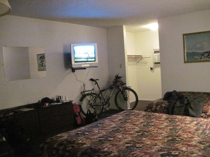 I check in at the Ludlow Motel: bland, but cleaner and more spacious than last night's accommodations in Barstow (and $10 more)