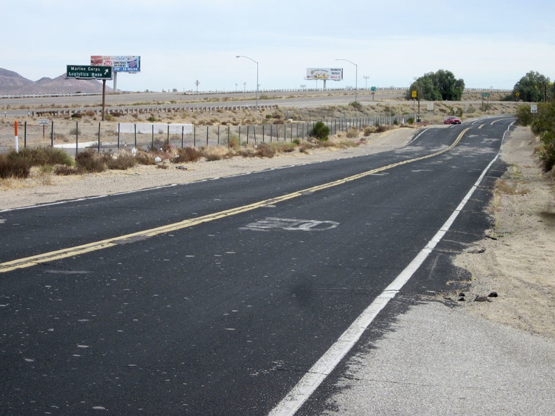 I leave Barstow eastbound on a frontage road and then ride the I-40 freeway for 2.5 miles to get past the naval base there