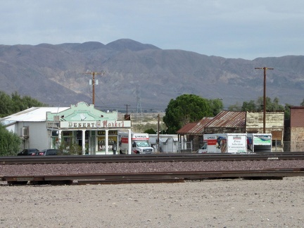 On the other side of the train tracks from Route 66 is Daggett's general store, the Desert Market