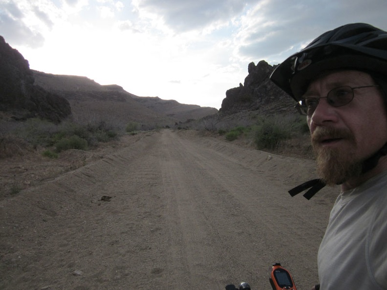 I start riding up Wild Horse Canyon Road, the lower part of which is washboarded and sometimes sandy