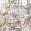 Route of Gold Valley bicycle ride from Mid Hills campground, plus a short hike in Saddle Horse Canyon