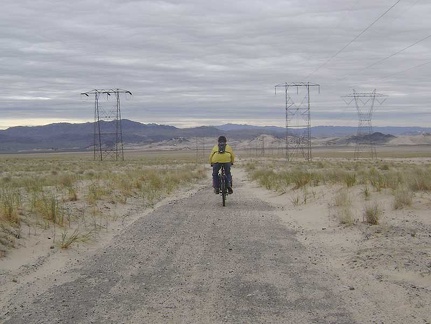 And away we go toward Sands down the power-line road...